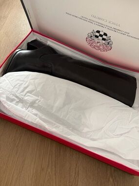 Vince Camuto Black Knee-High Leather Block Heel Boots